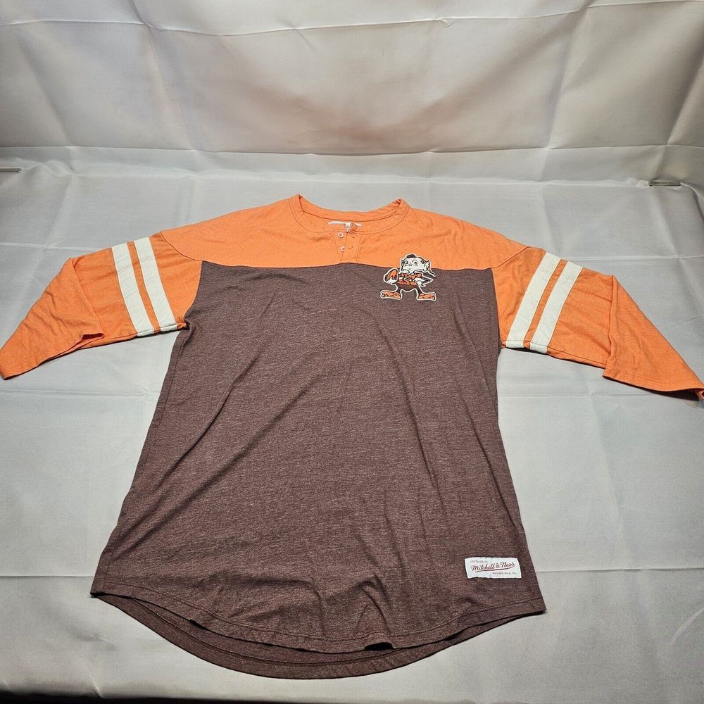 Mitchell & Ness Cleveland Browns Historic Logo 3/4-Sleeve Shirt women XXL